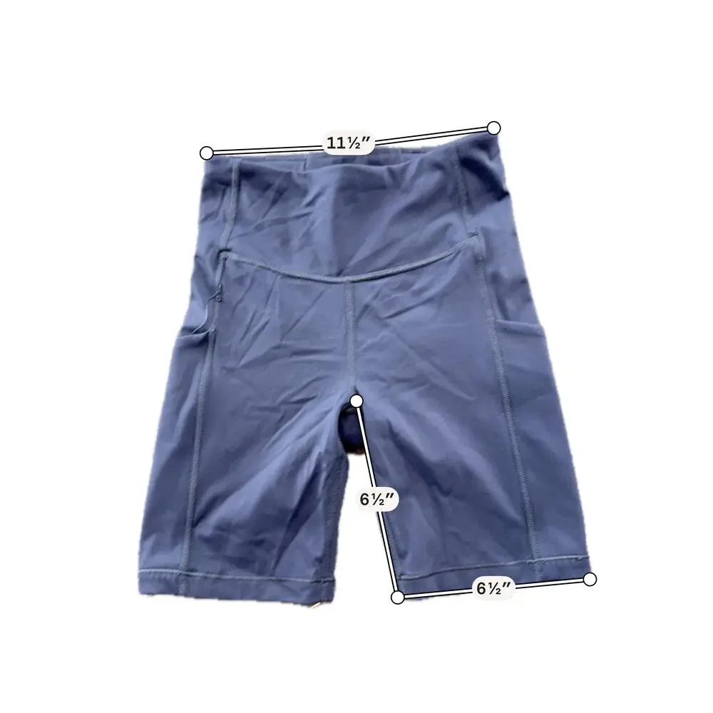 Athleta Ultimate Stash Pocket Biker Shorts Womens XS Blue 6.5 Inseam Yoga Gym